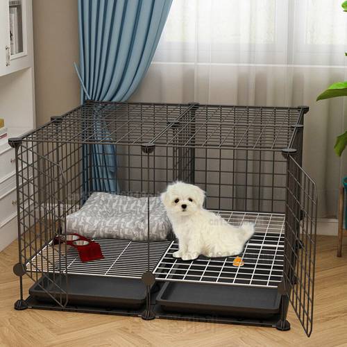 Dog Cages Small Dog Indoor Cages with Toilets Medium-sized Kennels Multifunctional Fences Dogs Villas Bold Pet Supplies