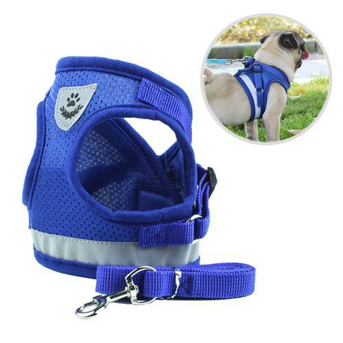 Nylon Dog Harness Leash Set Reflective Small Pet Puppy Cat Vest Harnesses Breathable Mesh Harness For Small Medium Dogs S-XL