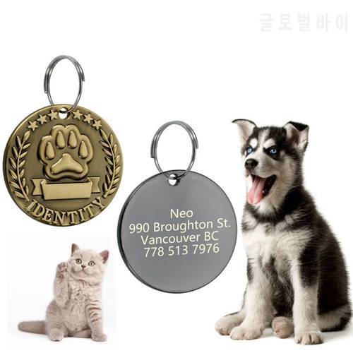 Free Engraving Custom Engraved Dog ID Tag Anti-lost NameplateStainless Steel Dogs Name Tags Personalized Pet Accessories