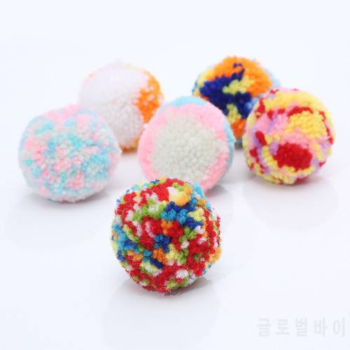 Pet Cat Toy Colorful Wool Ball Kitten Toys Plush Bell Ball Bayberry Ball Cat Throwing Toys Interactive Pet Supplies