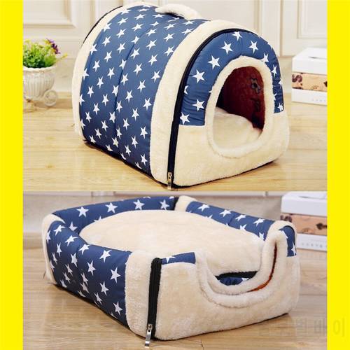 Removable Dog Warm House Washable Pet bed for Large Medium Dogs Travelling Portable Dot Print Flower Pet House Sleeping Bed