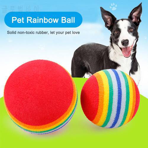 35mm Rainbow Ball Cat Toy Dog Toys Mini Cute Colorful Ball Interactive Foam Ball Training Pet Supplies Chewing Rattle Scratch