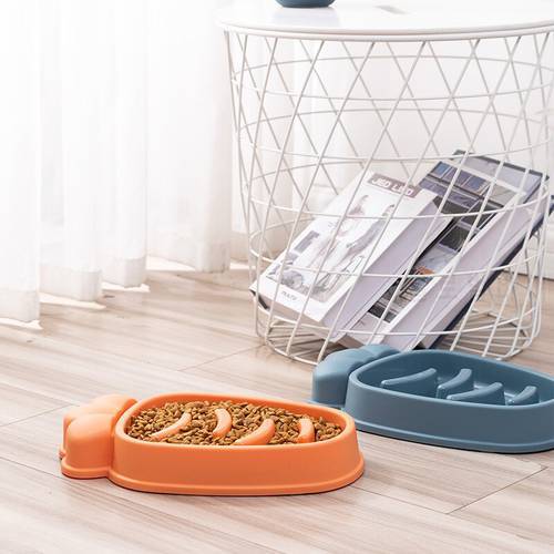 Pet Slow Food Bowl Carrot Type Anti-choke Rice Bowls Puppy Cat Slow Down Eating Feeder Dish Prevent Obesity Dog Feeding Supplies