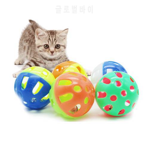 1pcs Toys For Cats Ball With Bell Ring Playing Chew Rattle Scratch Plastic Ball Interactive Cat Training Toys Pet Cat Supply