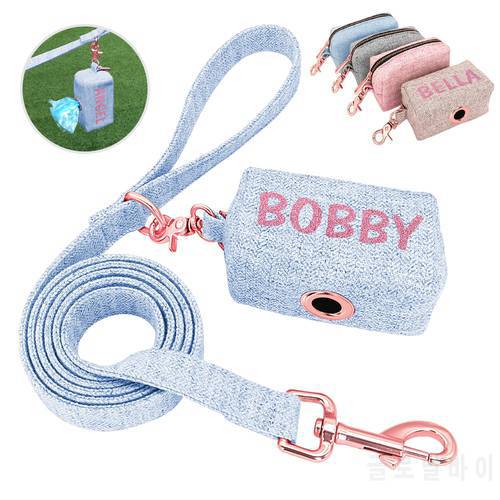 Personalized Dog Garbage Bag And Leash Set Protable Travel Snack Bag With Walking Leash Pet Accessories Free Customized