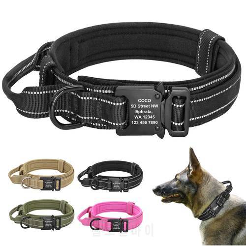 Personalized Tactical Dog Collar Military Nylon Pet Collar Customized Pet Collars With Quick Control Handle for Large Dogs Walk