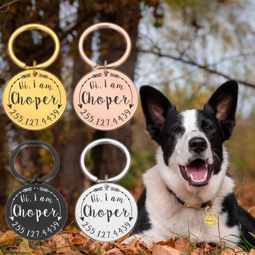 Personalized Dog Plate Address ID Tags Customized Dog Collar Name Tag Kitten Cats Accessories Pet Neck Harness Pendant Wholesale