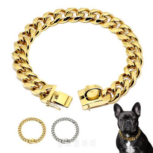 19mm Stainless Steel Metal Dog Chain Collars Pet Training Choke Collar For Medium Large Dogs Pitbull French Bulldog Show Collar
