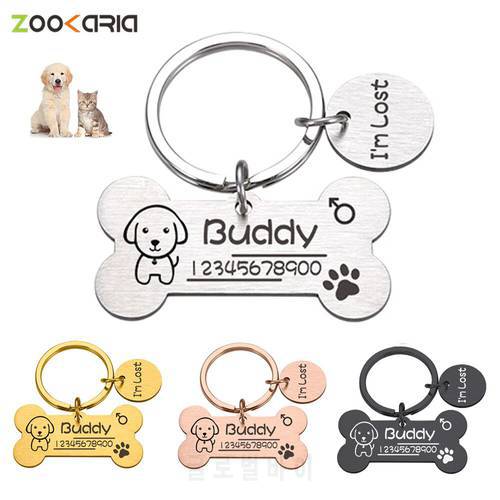 Customized Pet Dog ID Tag Puppy Bone Badge Personalized Name Free Laser For Dog Collar for cats Pendant Lucky Medal Accessories
