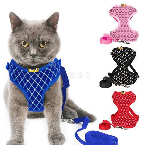 Kitten Breast and Back Harness Set Breathable Mesh Cat Breast and Back Small Pet Harness S/L Suitable for Small Dogs