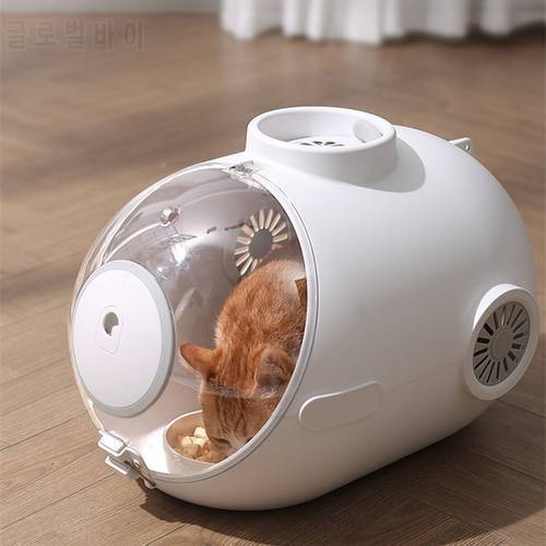 Cat Carrier Basket Bag With Food Bowl Breathable Pet Carriers Dog Cat Box Travel Space Capsule Cage Pet Transport Bag Carrying