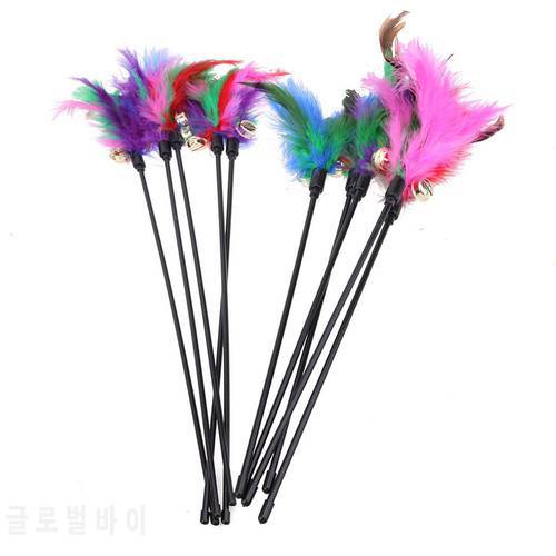 1/5Pcs Cat Toys Soft Colorful Cat Feather Bell Rod Toy for Cat Kitten Funny Playing Interactive Toy Pet Cat Wire Chaser Wand