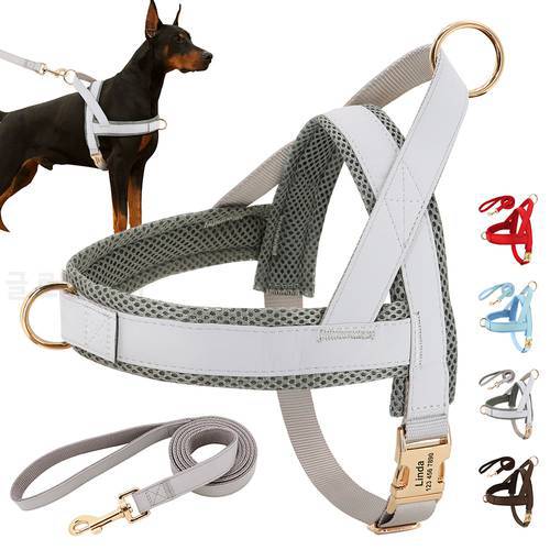 Personalized Dog Harness Leash Set No Pull Dog Harnesses Adjustable Pet Vests For Small Medium Large Dogs Pets Walking Lead Rope
