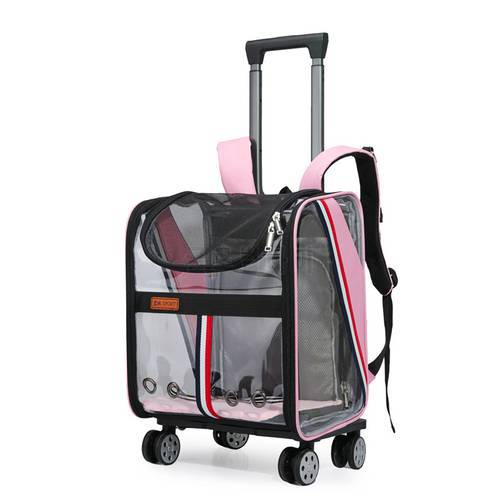 Outdoor Breathable Cat Bag Large Capacity Portable Pet Trolley Handbag Travel Backpack Puppy Carrier Kitten Cage Dog Stroller