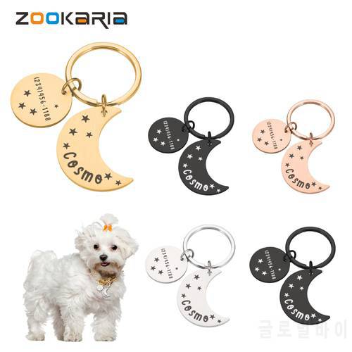 Pet ID Tags Moon Pet Dog Cat Collar Accessories Anti-lost Dogs Name Tags Personalized ID Tag Pendant Customized Free Engraved
