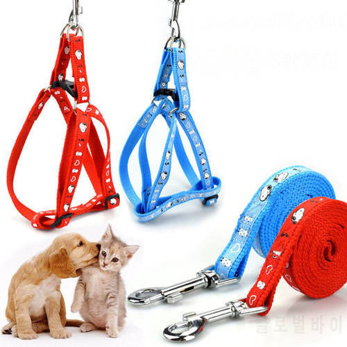 120cm Width 1.5cm Small Medium Dog Harness and Leash Set Cartoon Nylon Pet Walking Leash for Dog Cat Doggy High Quality