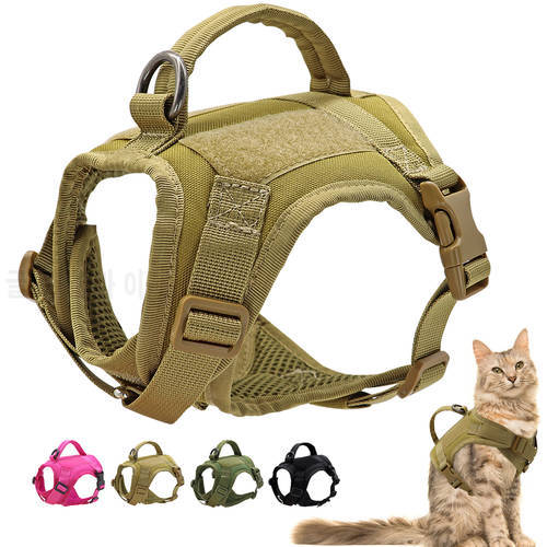 Military Tactical Cat Harness Nylon Puppy Cats Vest Harnesses With Handle Adjustable for Cats Small Dogs Pet Training Walking