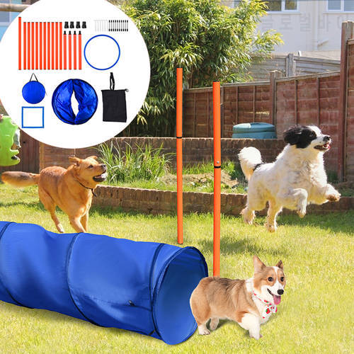 Dog Agility Equipment Set,for Dog Training Fun Tunnel, Dog Jump, Hoop, Weave Poles Indoor Or Outdoor Obstacle Agility Training