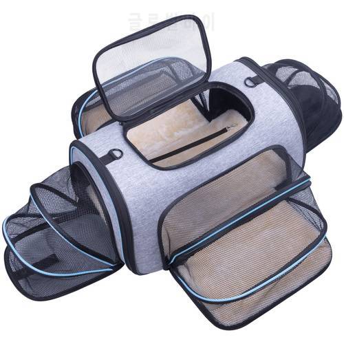 CenKinfo Cat Dog Carrier Airline Approved Expandable Foldable Soft-Sided Dog Carrier Dog Cage Pet Travel Bag 5 Open Doors