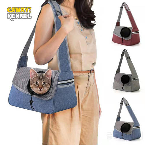 CAWAYI KENNEL Dog Bag Cat One Shoulder Messenger Bag Pet Slings Breathable Mesh Outdoor Travel Portable for Cats Dogs Carriers