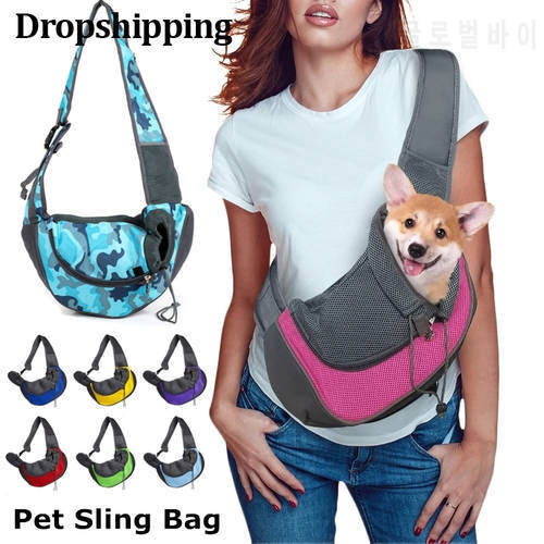 Dropshipping Pet Puppy Carrier S/L Outdoor Travel Dog Shoulder Bag Mesh Oxford Single Comfort Sling Handbag Tote Pouch