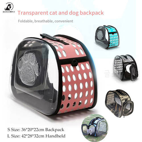 4 Colors Transparent Cat Backpack Carrier For Cats Bag Foldable Breathable Dog Carriers Cat Accessories Size S L