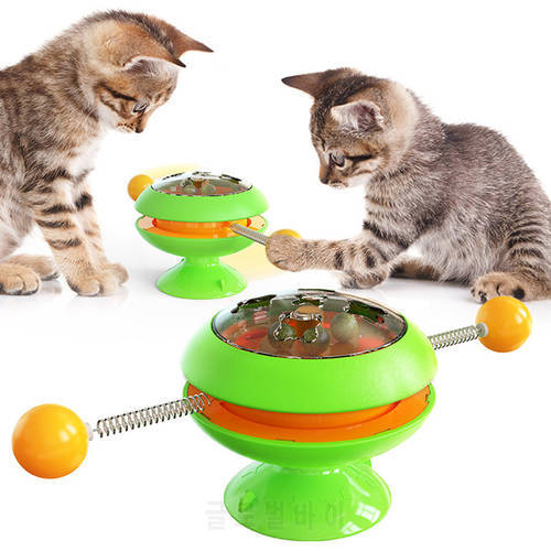 Interactive Cat Toys Fun Rotating Spring Cats Tease Stick Cat Mint Ball Brain Exercise Puzzle Kitten Toy Funny Pet Supplies
