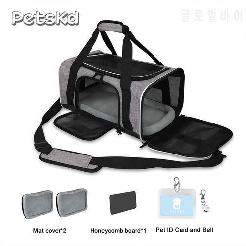Portable Pet Carriers Bag Soft-sided Carrying Handbag Cat Dog Breathable Foldable Bag with Locking Safety Zippers Fit for Travel
