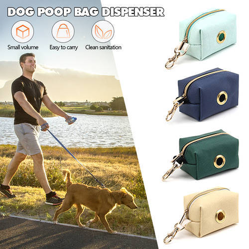 Portable Dog Poop Bag Dispenser PU Leather Pouch Pet Cat Pick Up Bag Holder Waste Bags Organizer Travel Outdoor Dog Waste Bag