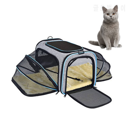 Pet Carrier Expandable Foldable Soft Dog Bag 5 Open Doors Reflective Tapes Pet Travel Bag Carrier For Cats Kittens Small Animals