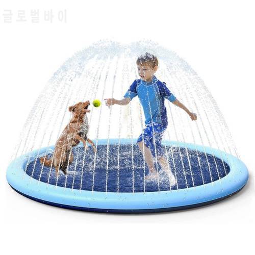 Dogs Play Cooling Mat Dog Bathtub for Dogs Pet Sprinkler Pad Swimming Pool Inflatable Water Spray Pad Mat Tub Summer Cool