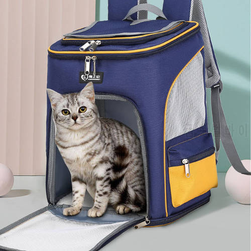 Outdoor Cat Mesh Carrier Backpack Breathable Cat Travel Shoulder Bag for Small Dogs Cats Portable Packaging Pet Supplies