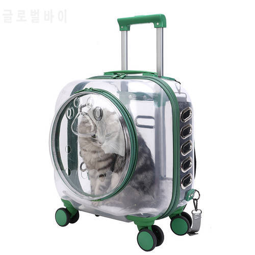 Pet Trolley Case Dog Cat Travel Transport Bag Transparent Travel Handbag Outing Portable Fashion Dog Backpack Carrier for Cats
