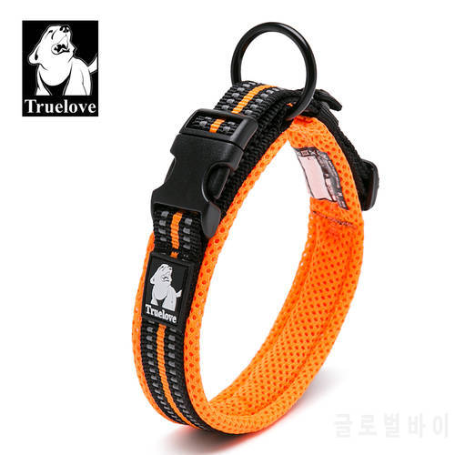 Truelove Adjustable Mesh Padded Pet Dog Collar 3M Reflective Nylon Dog Collar Durable Heavy Duty for all Breed Weather TLC5011
