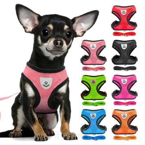 Dogs Puppy Harness Collar Cat Dog Adjustable Vest Harness Walking Leash Breathable Dog Harness and Leash Set Dog Accessories
