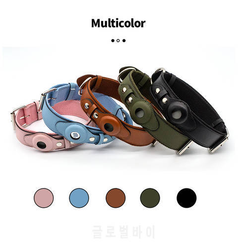 New Leather Airtag Dog Collar Pet Adjustable Collar With Luxury Designer For Apple Airtag Location Collar Dog AirTag Accessories