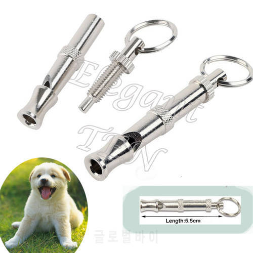 Portable Mini Adjustable UltraSonic Pet Puppy Training Whistle Flute Stainless Steel Clickety Dog Inubue Keychain