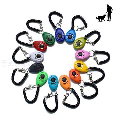 1pc Pet Cat Dog Training Clicker Plastic New Dogs Click Trainer Adjustable Sound Key Chain Wrist Strap Remote Whistle Clicke New