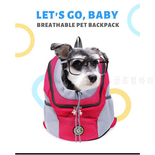 Pet Dog Double Shoulder Bag Carrier Backpack Out Portable Travel Mesh Backpack Outdoor Carrier Travel Breathable Bag for Pet