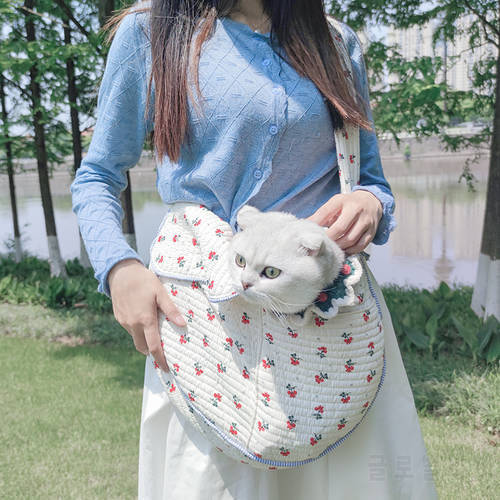 Cat Bag Pet Going Out Bag Canvas Crossbody Shoulder Small Dog Backpack Puppy for A Walk Pet Supplies Cat Accessories