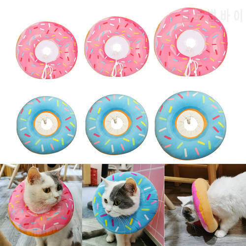 Cat Dog Donut Printed Circle Pet Protection Collar Surgery Wound Cone Healing Protective Elizabeth Circle
