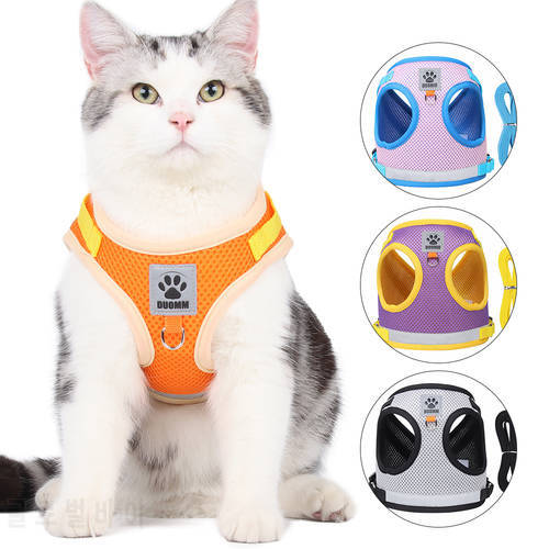 Cat Harness And Leash Escape Proof Kitten Puppy Rabbit Vest Harness for Walking,Easy Control Night Safe Reflective Pet Clothes