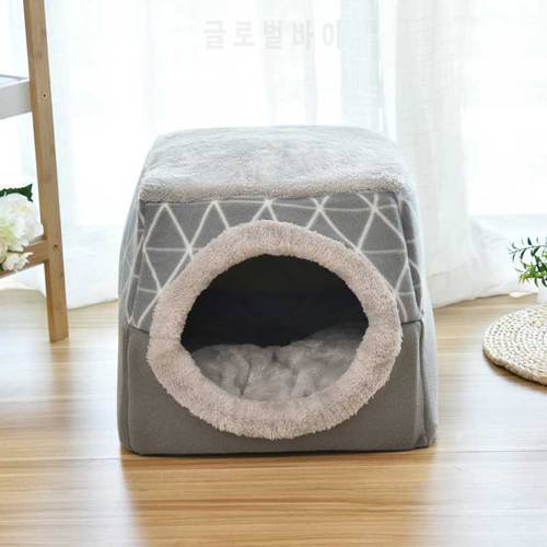 Closed Pet Sleeping House Small Dogs Cat Bed All Season Puppy Nest with Removable Washable Mattress for Indoor s