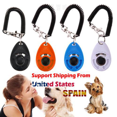 1 Piece Pet Cat Dog Training Clicker Plastic New Dogs Click Trainer Aid Too Adjustable Wrist Strap Sound Key Chain dog whistle