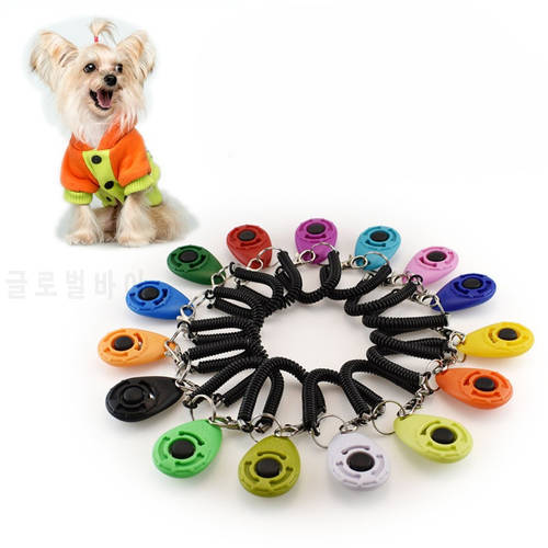 1 Piece Pet Cat Dog Training Clicker Plastic New Dogs Click Trainer Aid Tool Adjustable Wrist Strap Sound Key Chain Dog Whistle