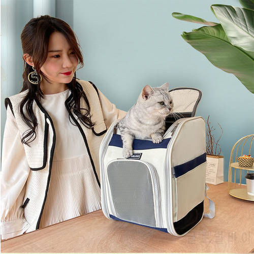 Pet Backpack Carrier Large Space Breathable Mesh Cats Backpack Travel Square Dog Bag Portable Packaging Carrying Pet Supplies