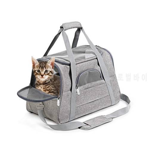 Reflective Cat Carrier Bag Nylon Breathable Single Shoulder Cat Bag Portable Travel Pet Bags For Small Dogs Cats Pet Accessories