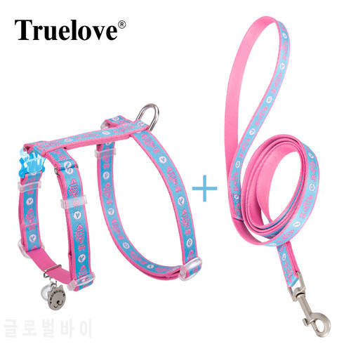 Truelove Fashion Adjustable Custom Breathable Soft Nylon Mesh Safety Reflective Padded Cat harness and Leash TLH3912