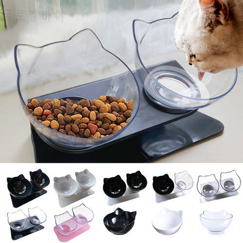 Non-Slip Double Cats Bowl Dogs Bowl With Stand Protection Cervical Pet Feeding Food Bowl Water Bowl Feeder Pets Supplies Product