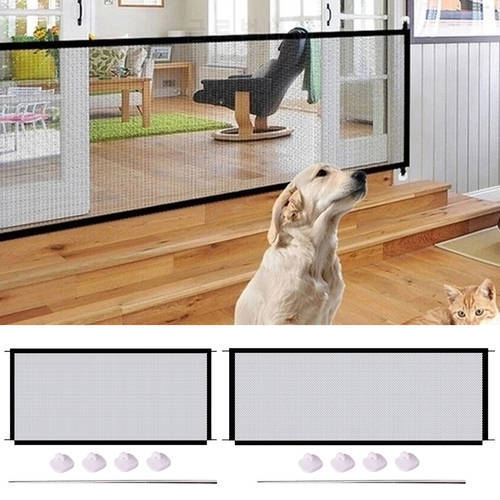 Pet Dog Safety Gate Nylon Mesh Folding Barrier Fences household Indoor Outdoor Retractable Separation Guard Pet Supplies
